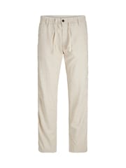 JACK & JONES Cream Relaxed Fit Linen Mix Trousers - Image 6 of 7