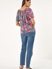 Roman Purple Tie Front Button Top - Image 3 of 5