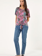 Roman Purple Tie Front Button Top - Image 4 of 5