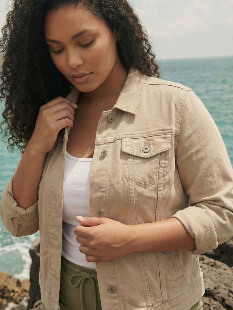 Roman Natural Curve Mid Wash Denim Jacket - Image 1 of 4 Roman Natural Curve Mid Wash Denim Jacket - Image 1 of 4
