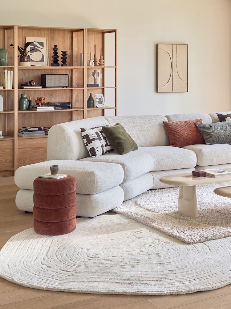 La Redoute Intérieurs Ecru Ostia Pebble-Shaped Wool Rug - Image 1 of 5