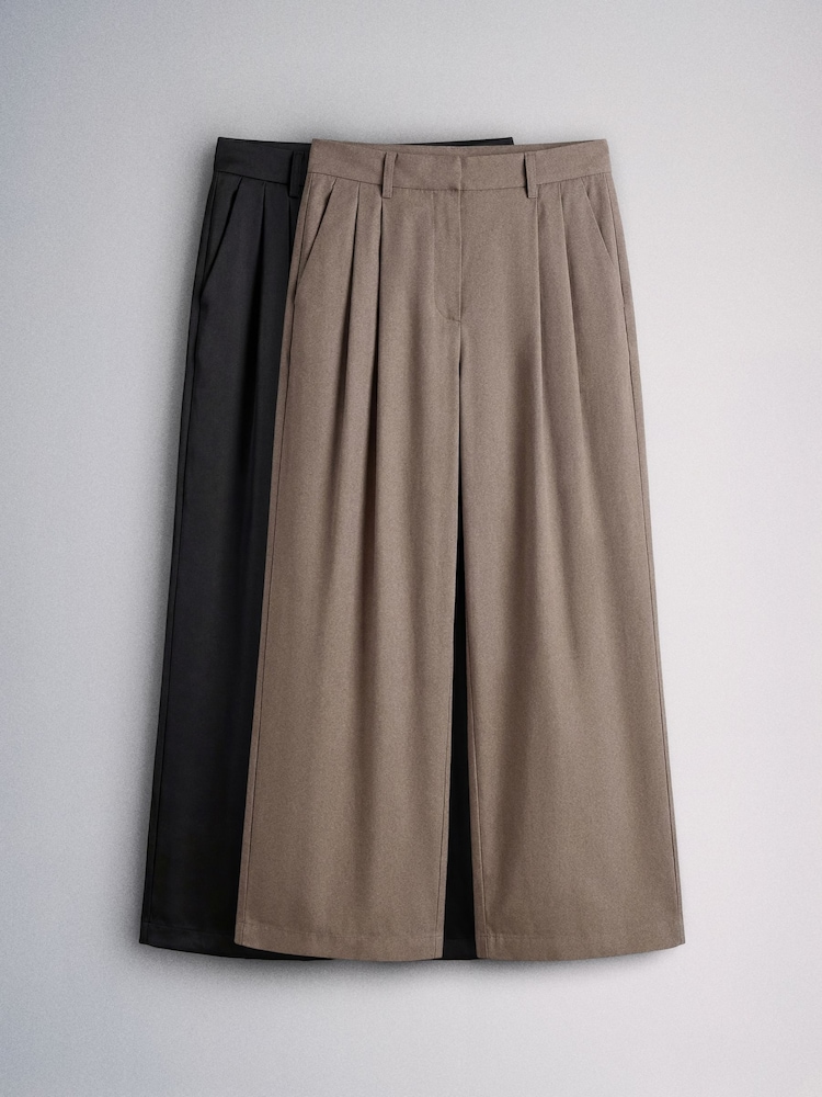 The Set 2 Pack Expandable Overbump Maternity Wide Leg Trousers Black/Chocolate Brown - Image 1 of 6 The Set 2 Pack Expandable Overbump Maternity Wide Leg Trousers Black/Chocolate Brown - Image 1 of 6
