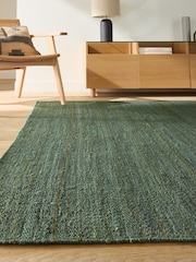 La Redoute Intérieurs Green Tanora Jute and Cotton Rug - Image 1 of 6
