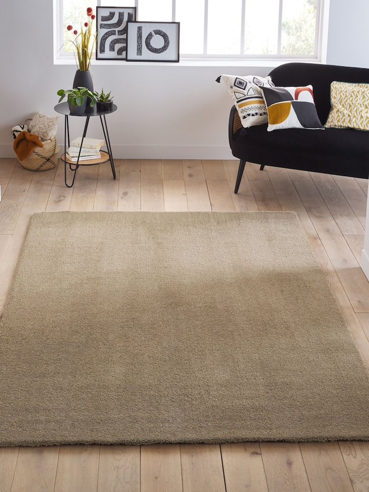 La Redoute Intérieurs Taupe Cirillo Soft Microfibre Rug - Image 1 of 3