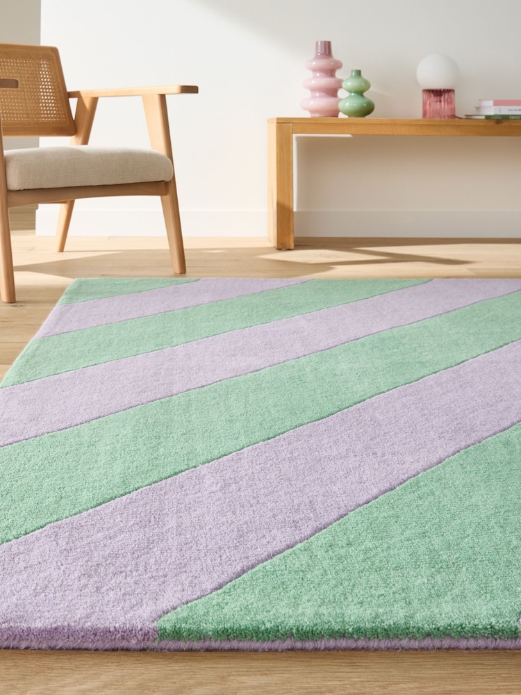 La Redoute Intérieurs Lilac Green Izalio Wool Rug - Image 1 of 5