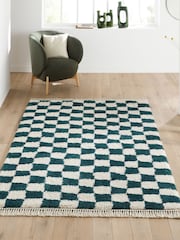 La Redoute Intérieurs Green Danito Checkerboard Rug - Image 1 of 4