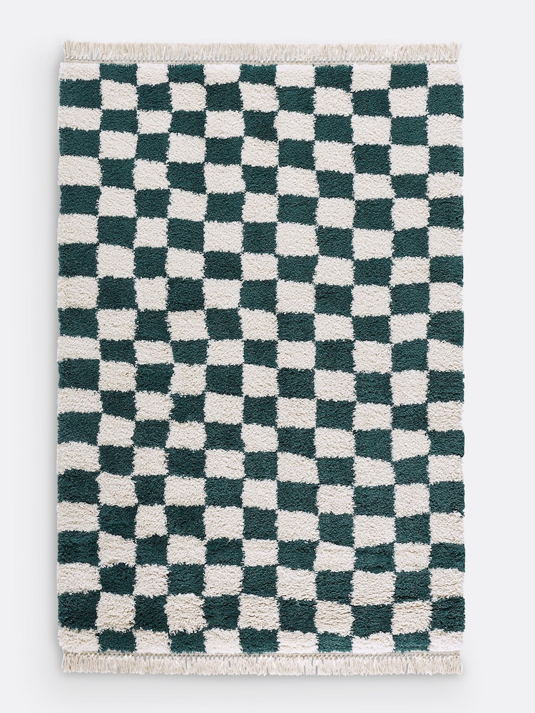 La Redoute Intérieurs Green Danito Checkerboard Rug - Image 2 of 4 La Redoute Intérieurs Green Danito Checkerboard Rug - Image 2 of 4