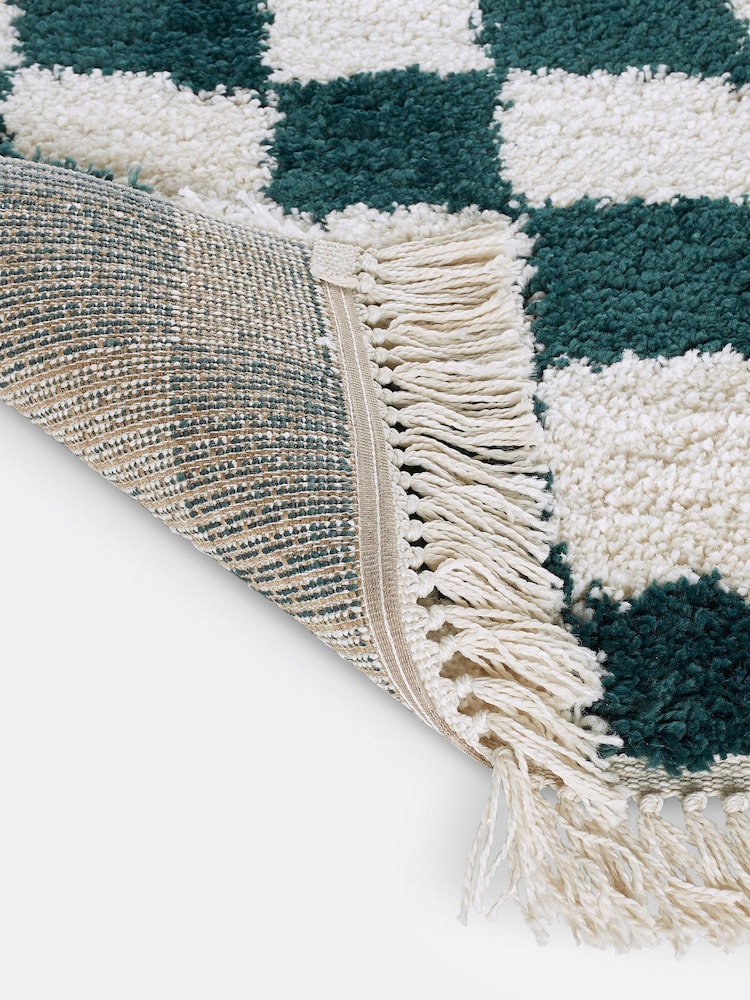 La Redoute Intérieurs Green Danito Checkerboard Rug - Image 4 of 4 La Redoute Intérieurs Green Danito Checkerboard Rug - Image 4 of 4