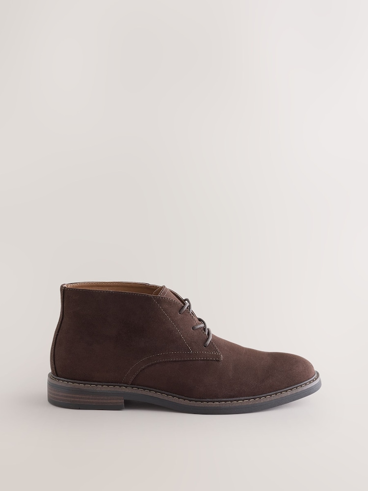 Brown Suedette Chukka Boots - Image 2 of 5 Brown Suedette Chukka Boots - Image 2 of 5