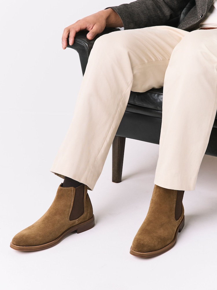 Tan Brown Suede Chelsea Boots - Image 1 of 7 Tan Brown Suede Chelsea Boots - Image 1 of 7
