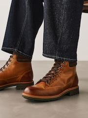 Tan Brown Leather Tall Boots - Image 2 of 7