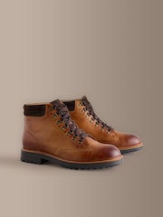 Tan Brown Leather Tall Boots - Image 3 of 7