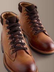 Tan Brown Leather Tall Boots - Image 5 of 7