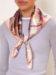Lipsy Pink and Cream Satin Square Multi Way Head Scarf - Image 4 of 7