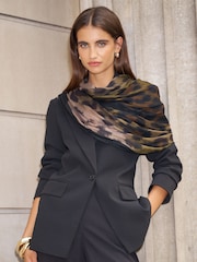 Lipsy Brown Leopard Print Lightweight Printed Scarf - Image 2 of 3