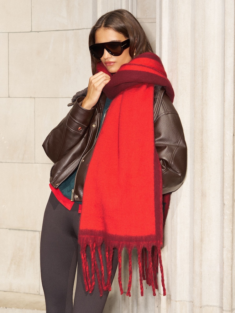 Rojo - Lipsy Reversible Brushed Scarf - Imagen 1 de 6