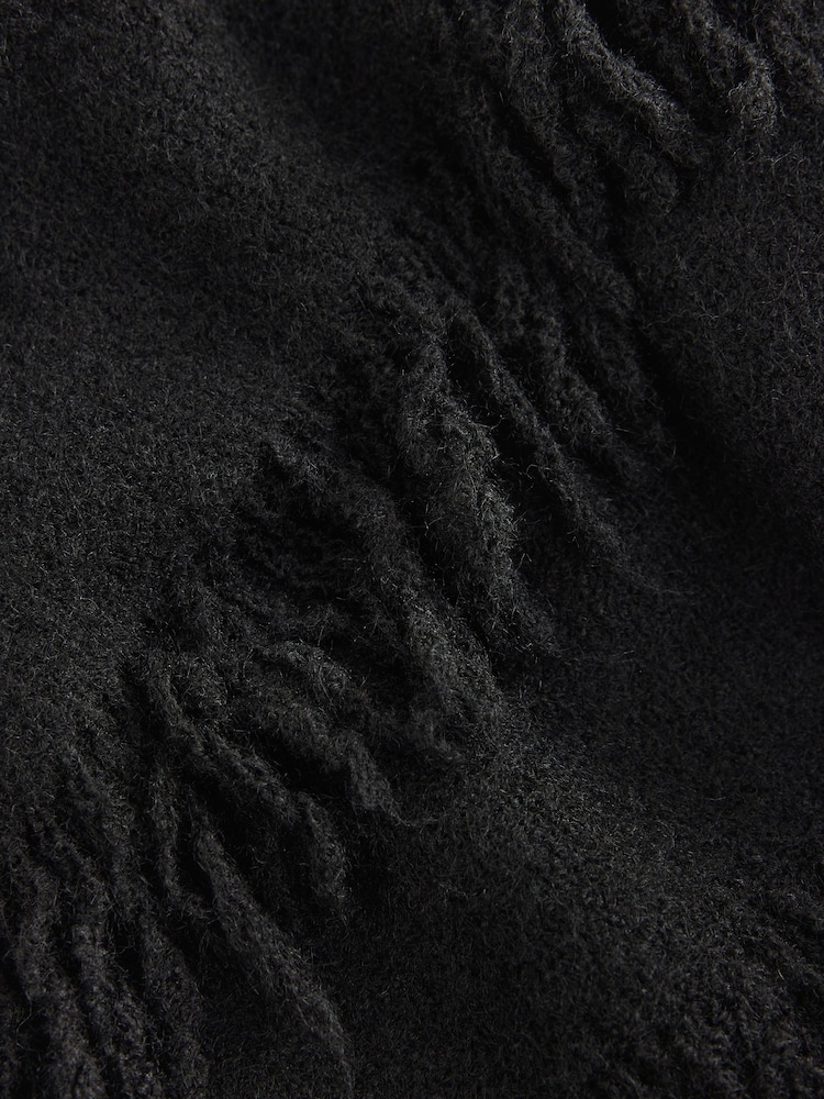 Lipsy Black Soft Touch Belted Fringe Cape Poncho - Image 7 of 7