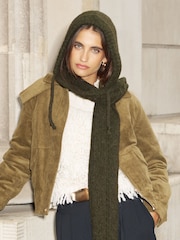 Verde oscuro - Lipsy Cable Knit Hooded Scarf - Imagen 1 de 6