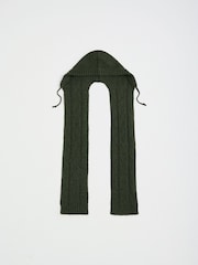 Verde oscuro - Lipsy Cable Knit Hooded Scarf - Imagen 5 de 6