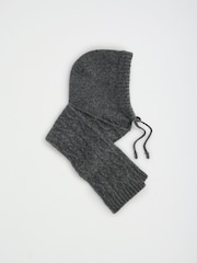 Gris oscuro - Lipsy Cable Knit Hooded Scarf - Imagen 1 de 3