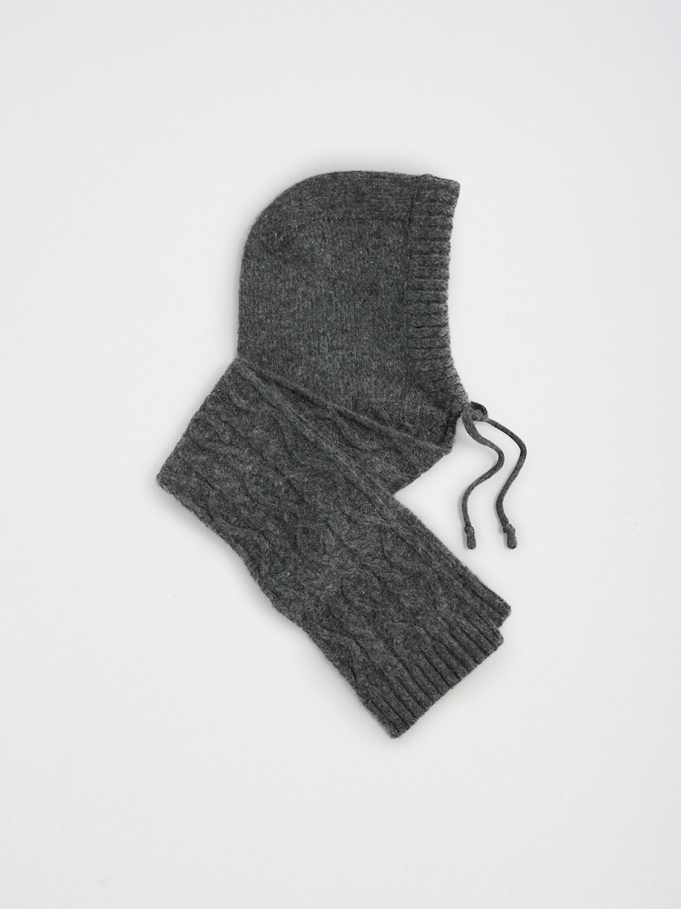 Gris oscuro - Lipsy Cable Knit Hooded Scarf - Imagen 1 de 3