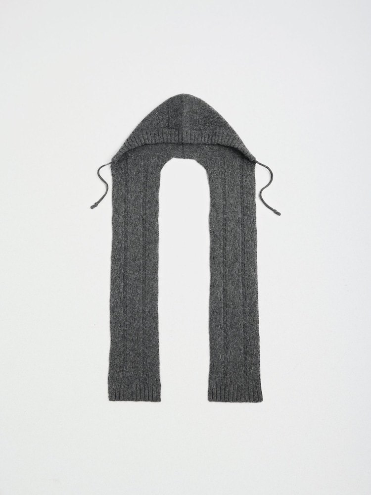 Gris oscuro - Lipsy Cable Knit Hooded Scarf - Imagen 2 de 3