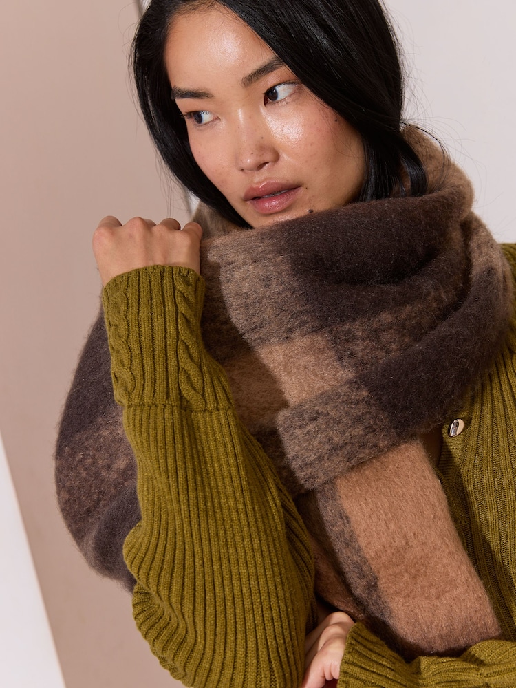 Lipsy Brown Check Brushed Scarf - Image 2 of 5