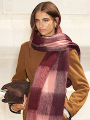 Lipsy Berry Pink Check Brushed Scarf - Image 1 of 7