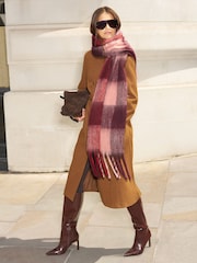 Lipsy Berry Pink Check Brushed Scarf - Image 2 of 7