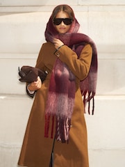 Lipsy Berry Pink Check Brushed Scarf - Image 3 of 7