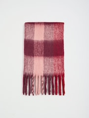 Lipsy Berry Pink Check Brushed Scarf - Image 5 of 7