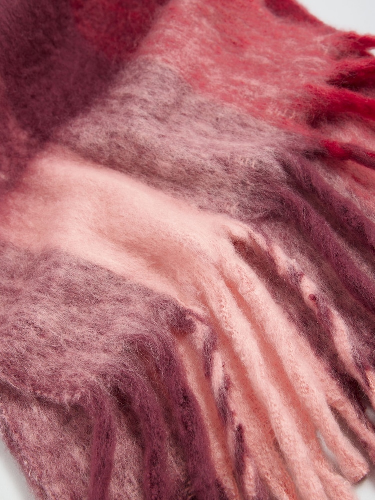 Lipsy Berry Pink Check Brushed Scarf - Image 7 of 7