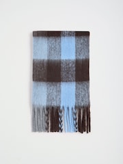 Lipsy Blue Check Brushed Scarf - Image 5 of 7