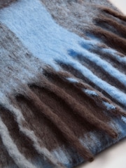 Lipsy Blue Check Brushed Scarf - Image 7 of 7