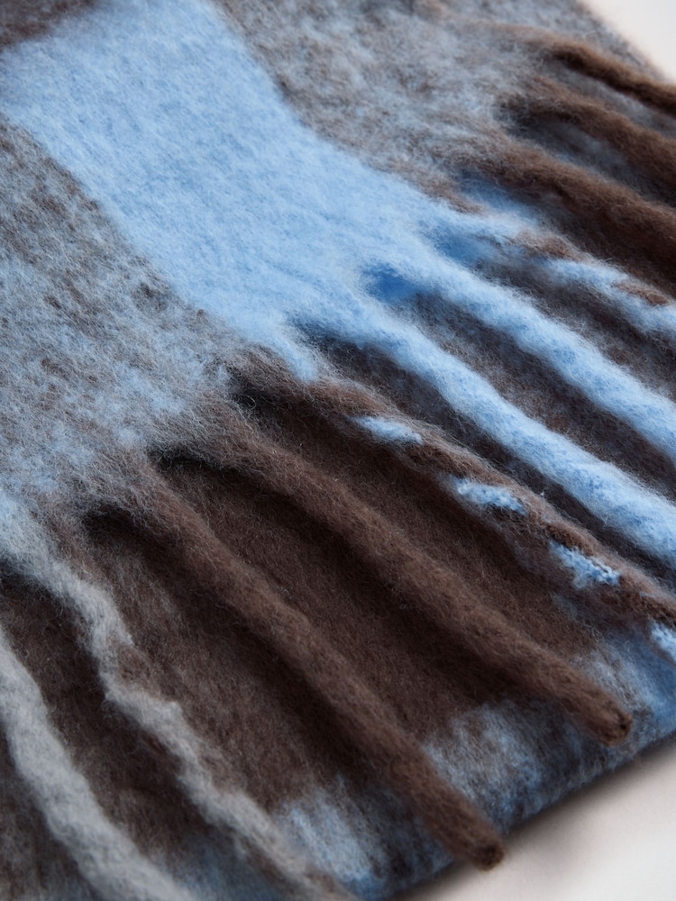 Lipsy Blue Check Brushed Scarf - Image 7 of 7