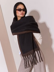 Negro/marrón - Lipsy Reversible Brushed Scarf - Imagen 1 de 7
