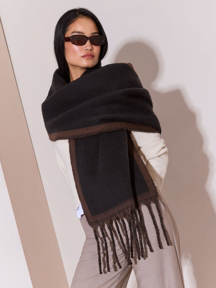 Negro/marrón - Lipsy Reversible Brushed Scarf - Imagen 1 de 7