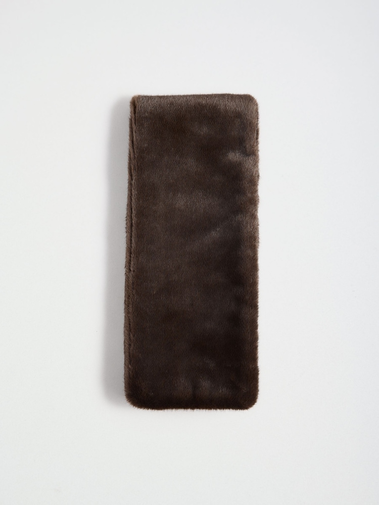 Marrón chocolate - Lipsy Faux Fur Stole Scarf - Imagen 1 de 3