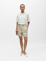 OBJECT White Printed Denim Shorts - Image 2 of 4