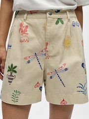 OBJECT White Printed Denim Shorts - Image 4 of 4