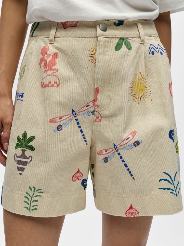 OBJECT White Printed Denim Shorts - Image 4 of 4