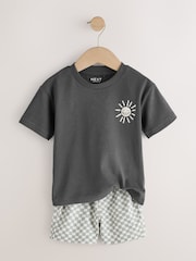 Charcoal Grey Short Sleeve T-Shirt & Shorts Set (3mths-7yrs) - Image 6 of 9