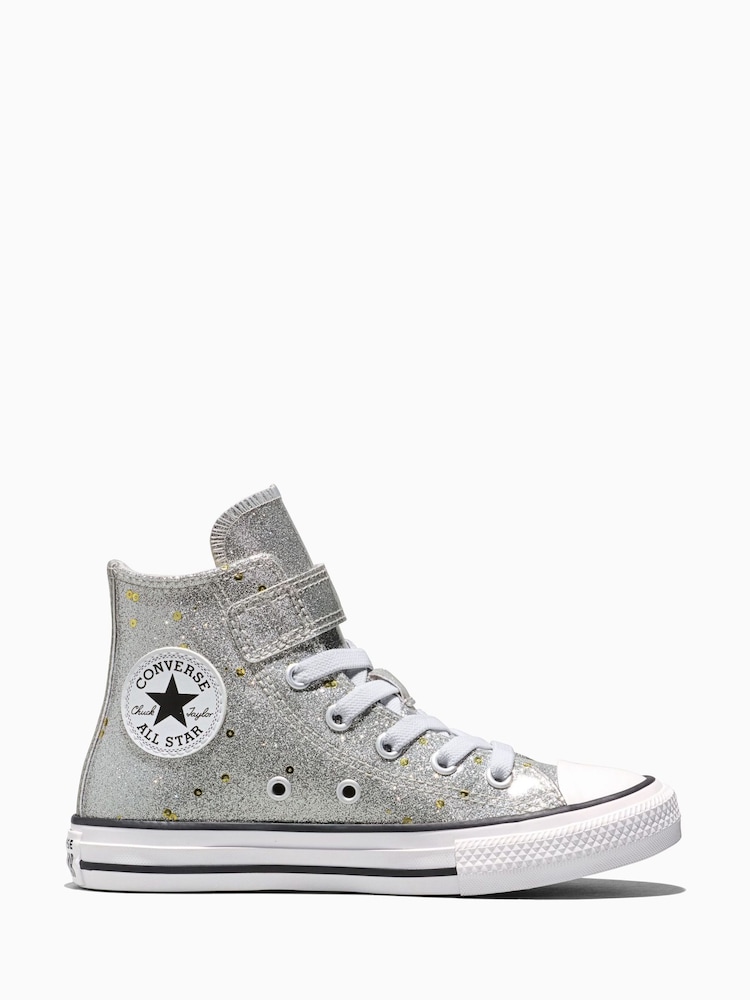 Converse Grey Chuck Taylor Glitter Sequins High Trainers - Image 1 of 6 Converse Grey Chuck Taylor Glitter Sequins High Trainers - Image 1 of 6