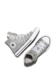 Converse Grey Chuck Taylor Glitter Sequins High Trainers - Image 4 of 6