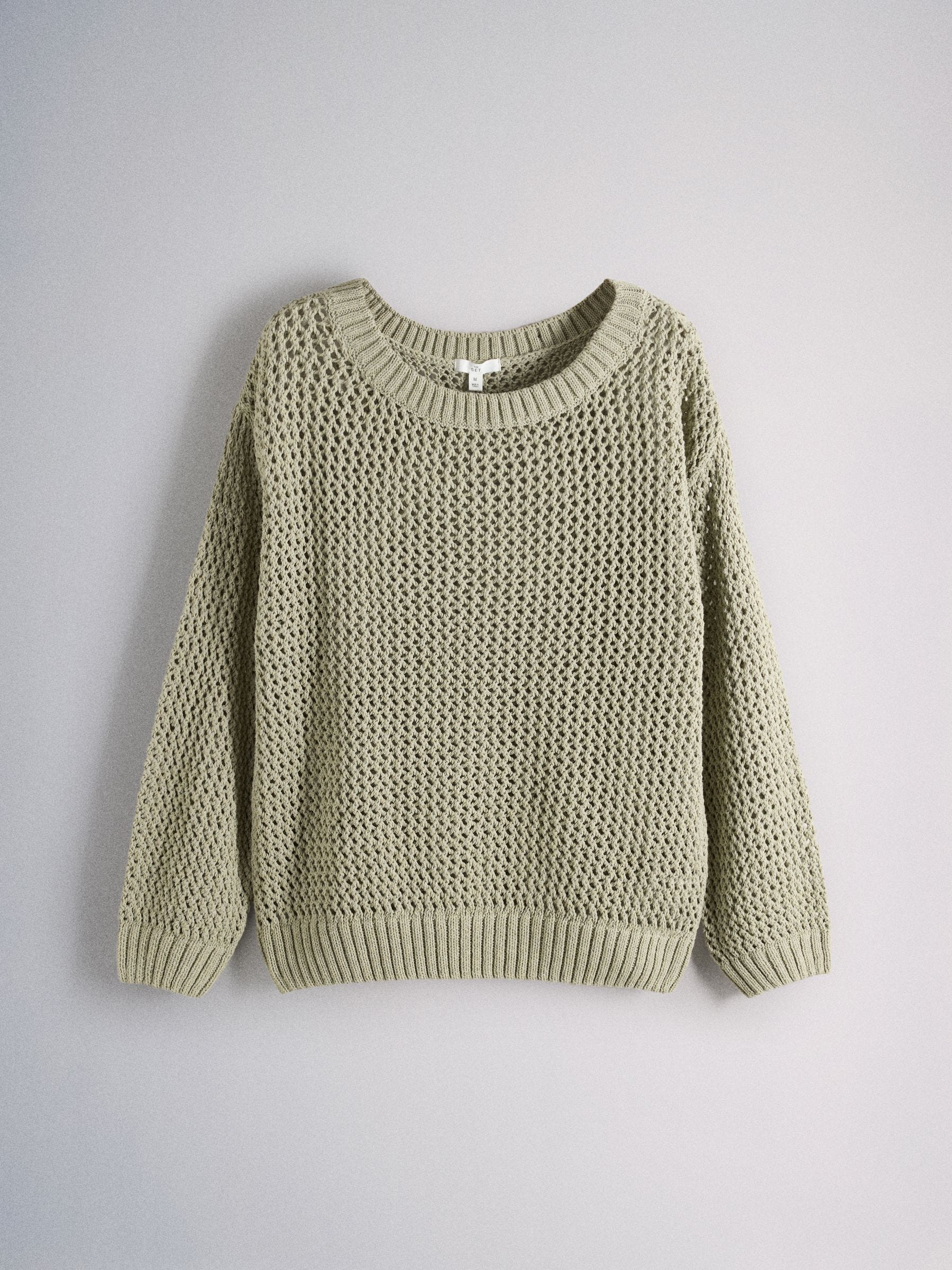 Buy The Set 2 Pack Open Knit Slash Neck Jumpers Light Khaki Green