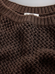The Set 2 Pack Open Knit Slash Neck Jumpers Light Khaki Green/Chestnut Brown - Image 7 of 8