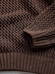 The Set 2 Pack Open Knit Slash Neck Jumpers Light Khaki Green/Chestnut Brown - Image 8 of 8