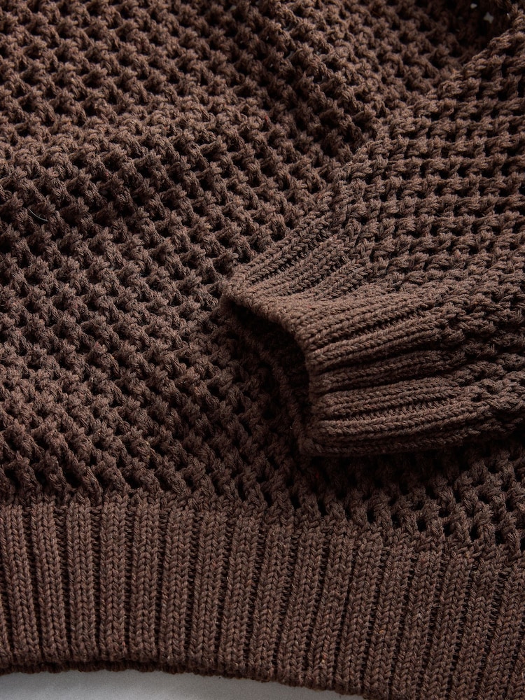 The Set 2 Pack Open Knit Slash Neck Jumpers Light Khaki Green/Chestnut Brown - Image 8 of 8