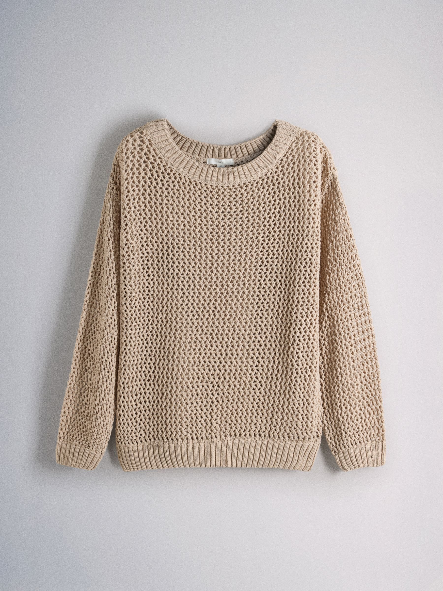 Buy The Set 2 Pack Open Knit Slash Neck Jumpers Black/Cream from