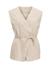 OBJECT Grey Stripe Belted Waistcoat - Image 1 of 1